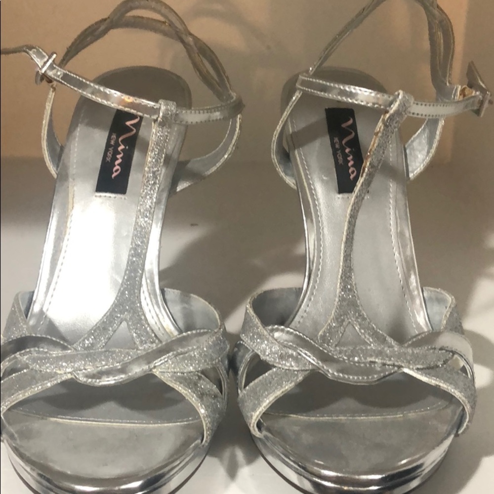 Nina Silver formal wear heels